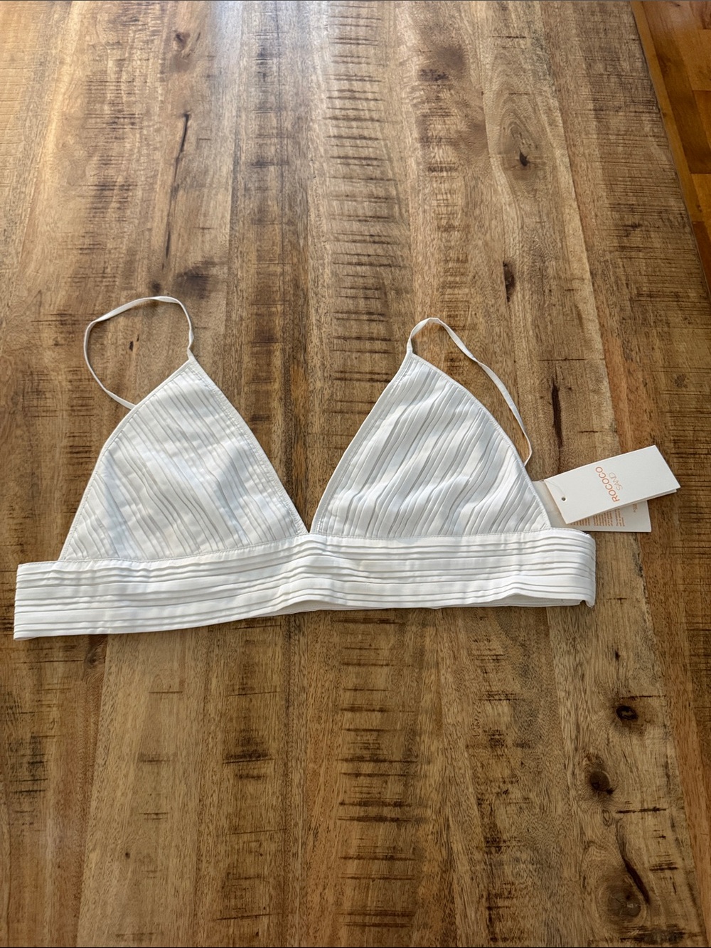 Rococo Sand Bree Bralette White Ribbed Triangle Crop Top NEW NWT XXL XXS - Picture 7 of 12